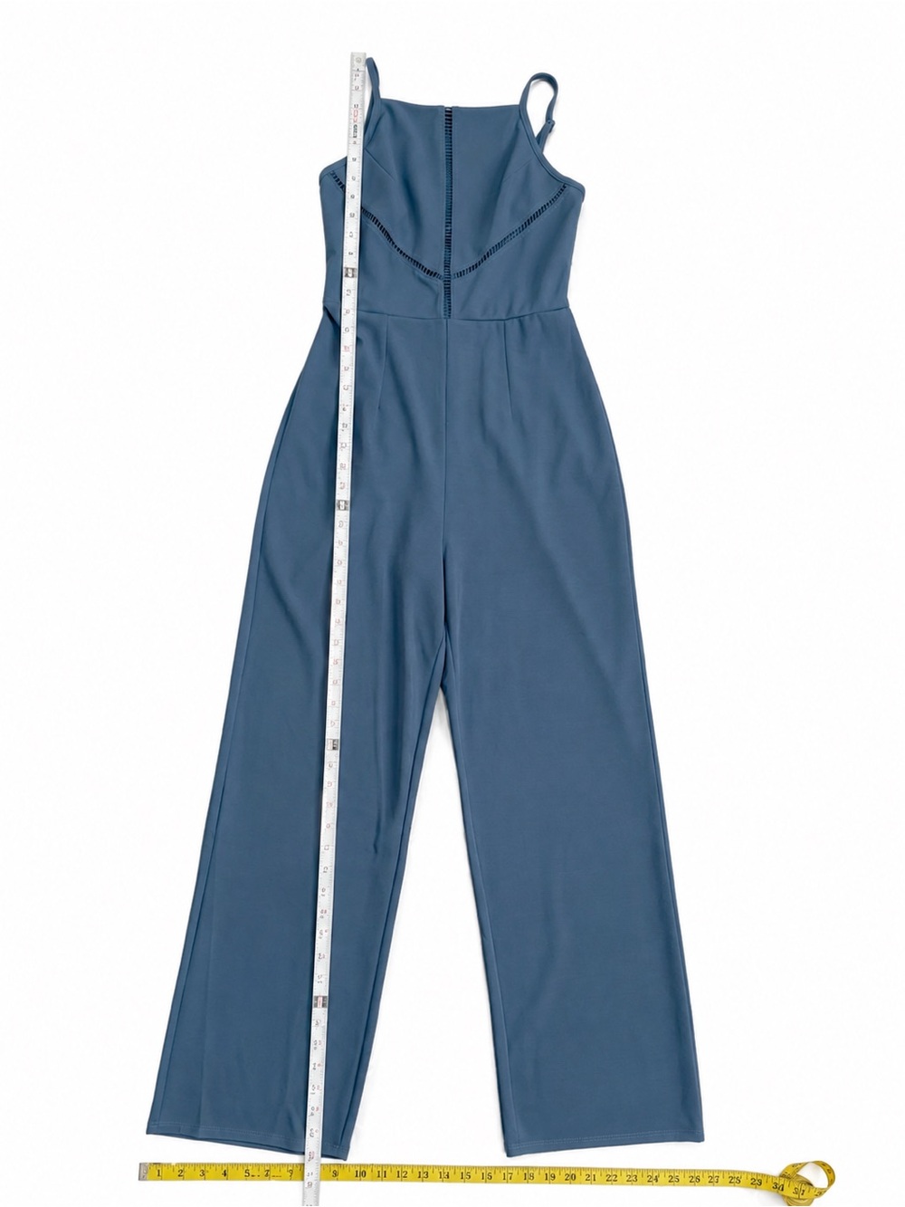 Row.a Women's Navy Wide-Leg Jumpsuit with Spaghetti Straps Size Small Euro Chic - Picture 4 of 6